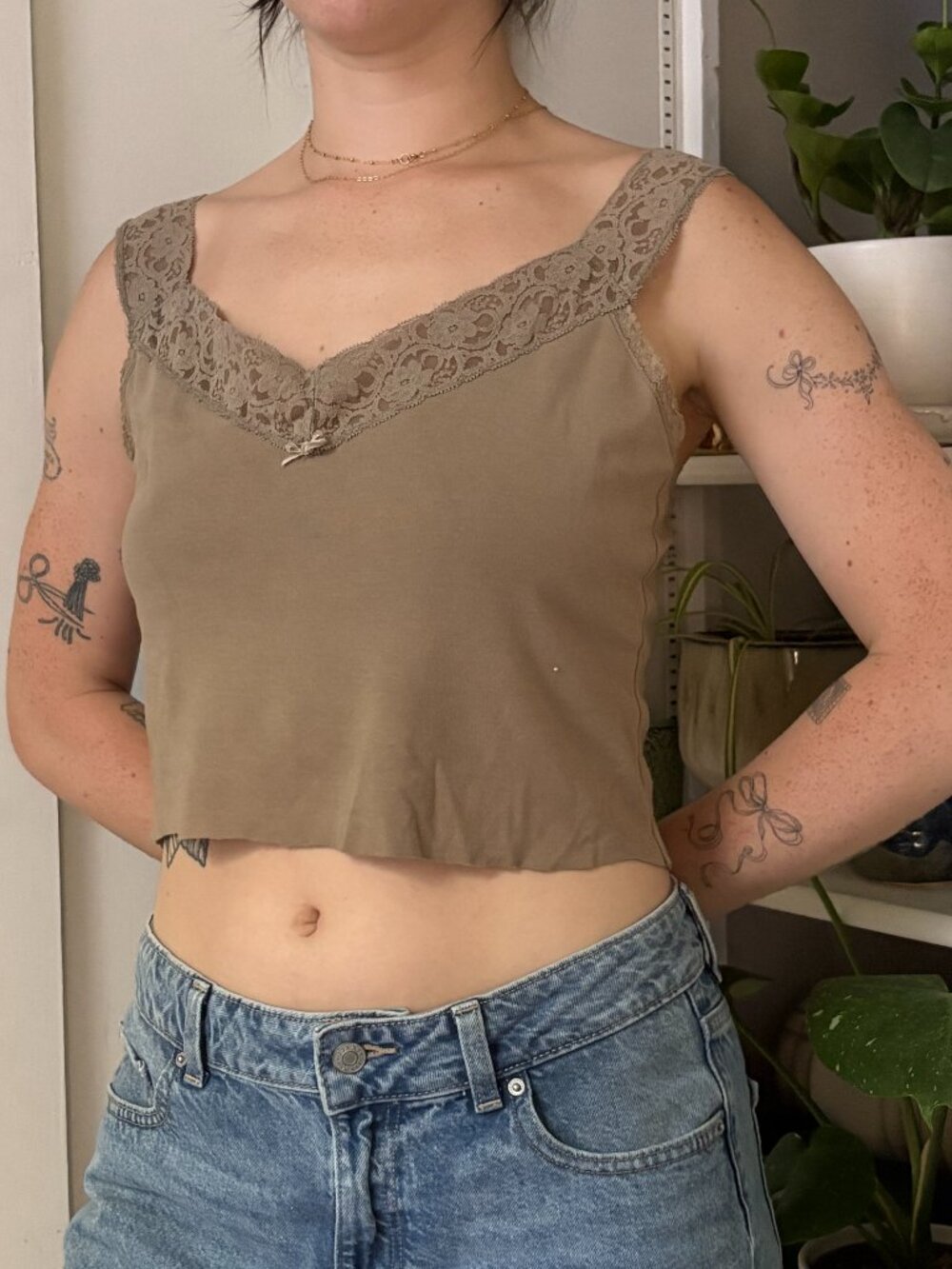 Vintage Lace-Trim Cami Tank Top